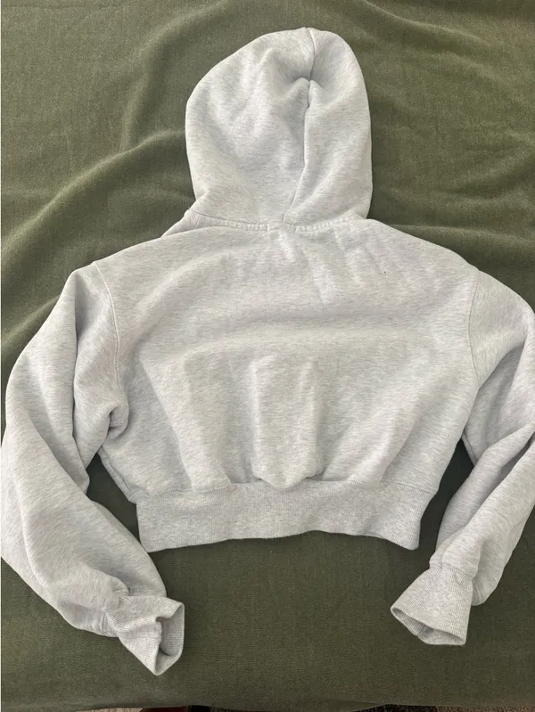 Cropped Garage Hoodie Zip-Up Grey - Image 3