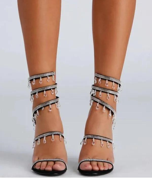 NWT Windsor A Thing Of Beauty Spiral Crystal Heels in Black - Image 2