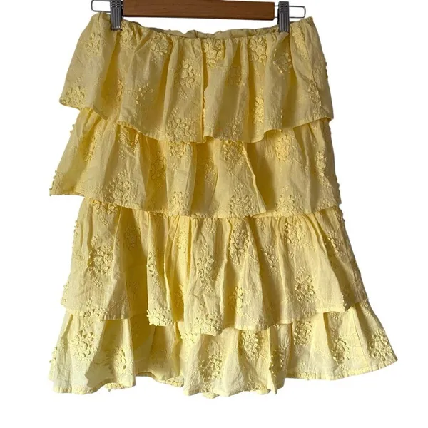 Tularosa Revolve Finley Pastel Yellow Tiered Mini Strapless Dress size small - Image 3