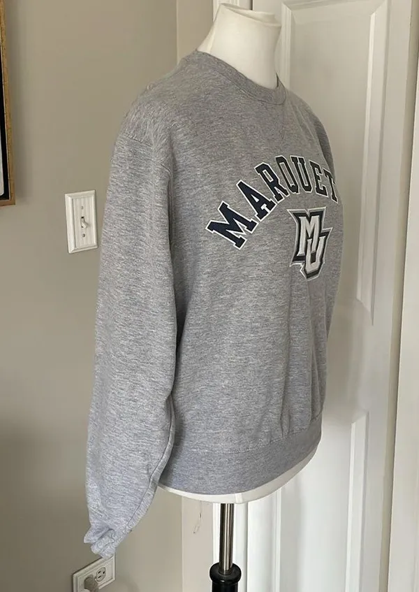 Cute Grey Marquette University Crewneck Sweatshirt - Image 5