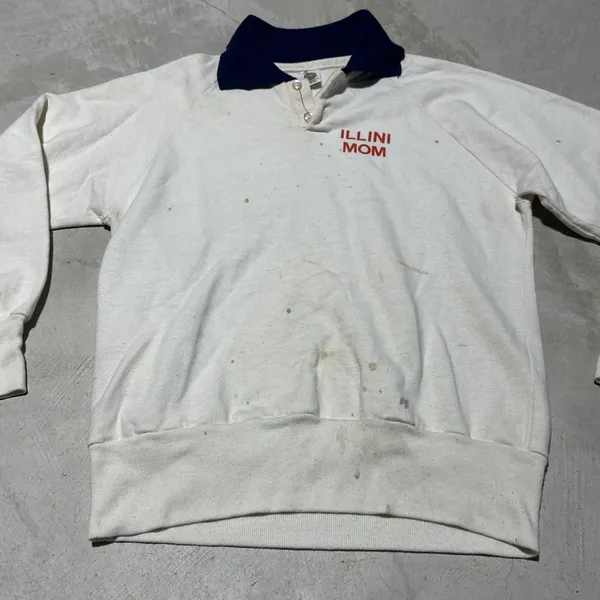 Vintage Illinois Illini Mom Women's Sweatshirt Polo 1980's SZ Medium Distressed - Image 5