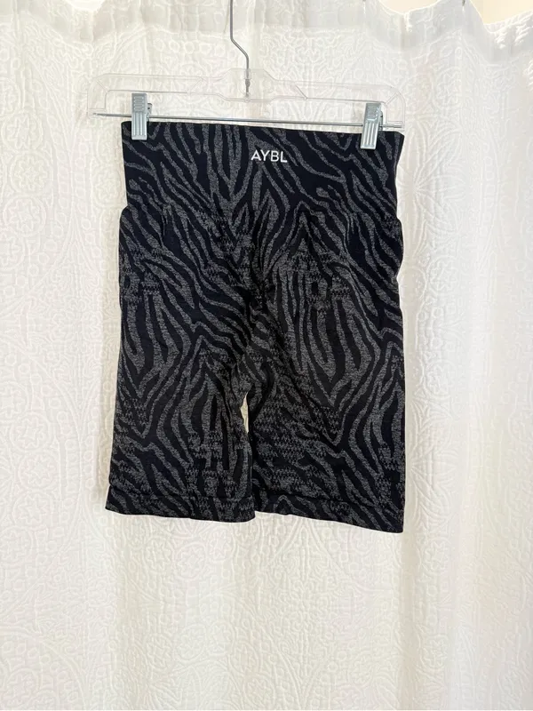 AYBL Black Zebra-Print High-Rise Biker Shorts - Image 2