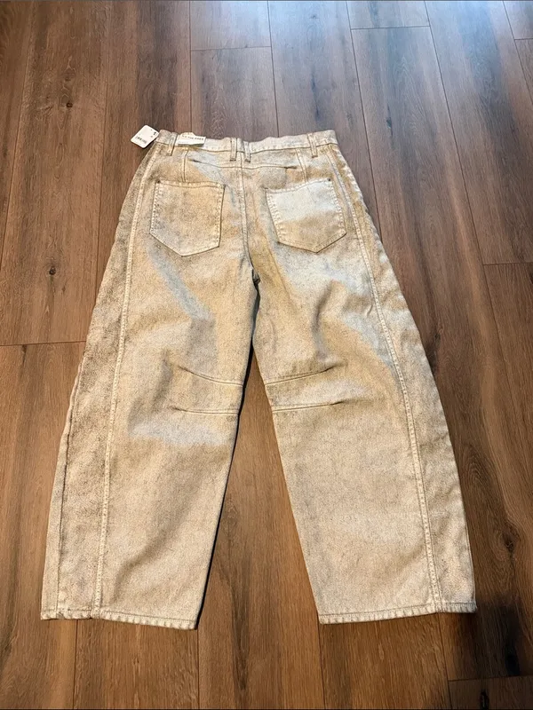 Free People Good Luck Coated Barrel Jeans- size 29 - Image 9
