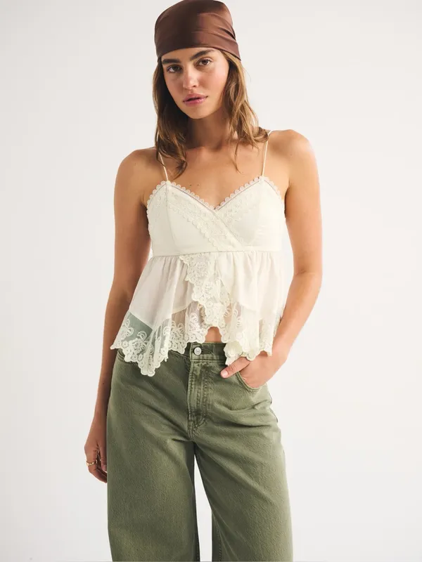 Abercrombie Babydoll Lace Trim Cami Tank Top - Image 3