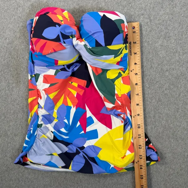 Anne Cole Women's Small Strapless Tankini Top Multicolor Abstract Floral Ruched - Image 4