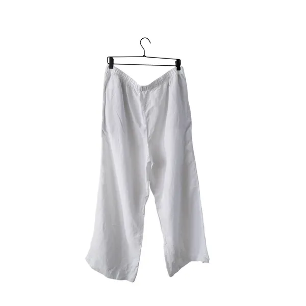 Aritzia Wilfred The Lodge High-Rise Relaxed Wide-Leg White Linen Pants Size XL - Image 6
