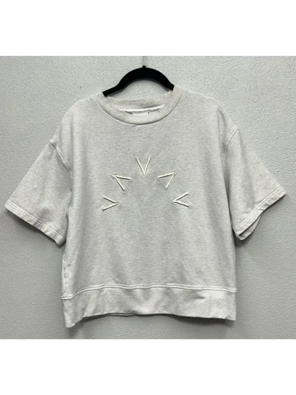 VARLEY Cropped Sweatshirt Small Oatmeal - Knoll Short Sleeve Gym Workout - Image 3