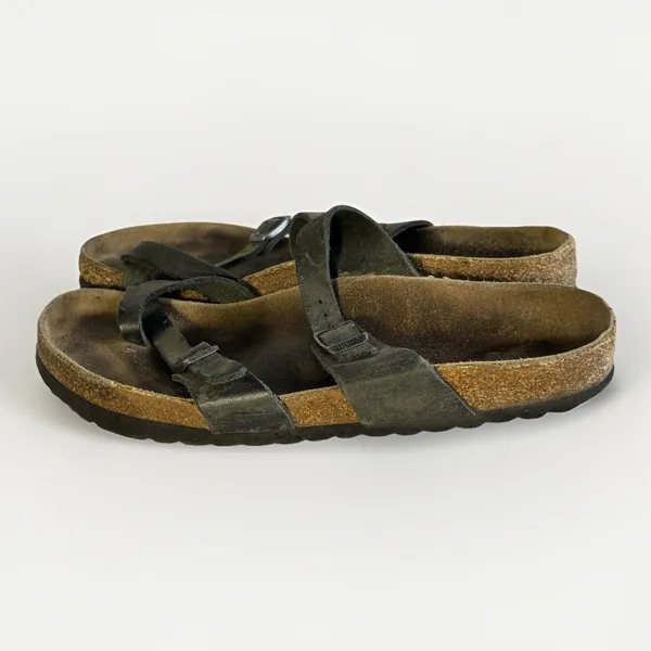 Birkenstock Mayari Black Leather Strappy Toe Loop Sandals 40 European USA 9-9.5L - Image 4