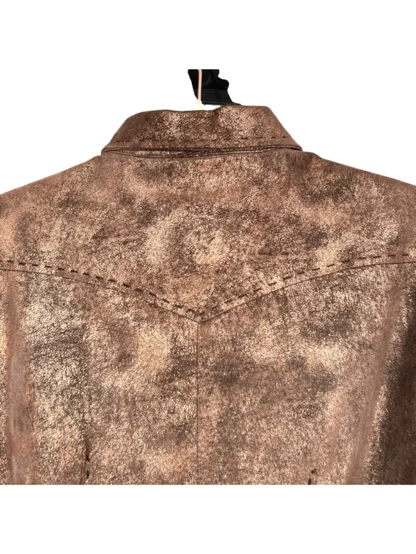 Roper Vintage Leather Jacket Bronze Metallic Full Zip Size Small Western Cowgirl - Image 12