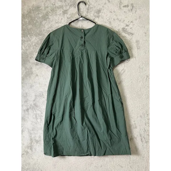 Theory Cotton Poplin Shift Dress‎ Green Size 10 Lagenlook Minimalist Pockets - Image 4