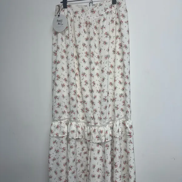 Princess Polly Fowler Maxi Skirt 8 White Floral Tiered Coquette Cottage Boho - Image 2