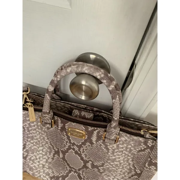 Michael Kors Beige Python Embossed Leather Satchel - Image 8