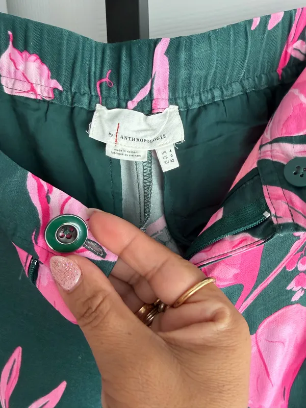 Anthropologie Breezy Tropical Floral Wide Leg Satin Pant Women's Size: 0 - Image 5