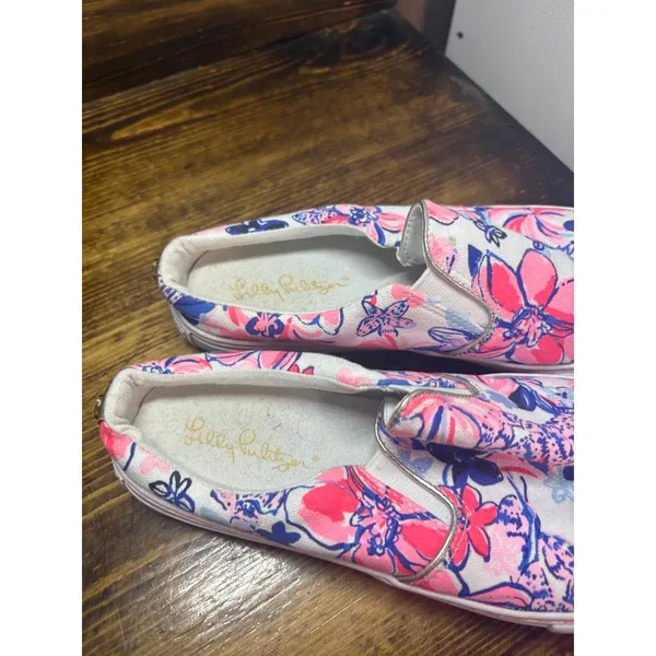 Lilly Pulitzer Pink And Blue Mules Size‎ 7.5 - Image 6