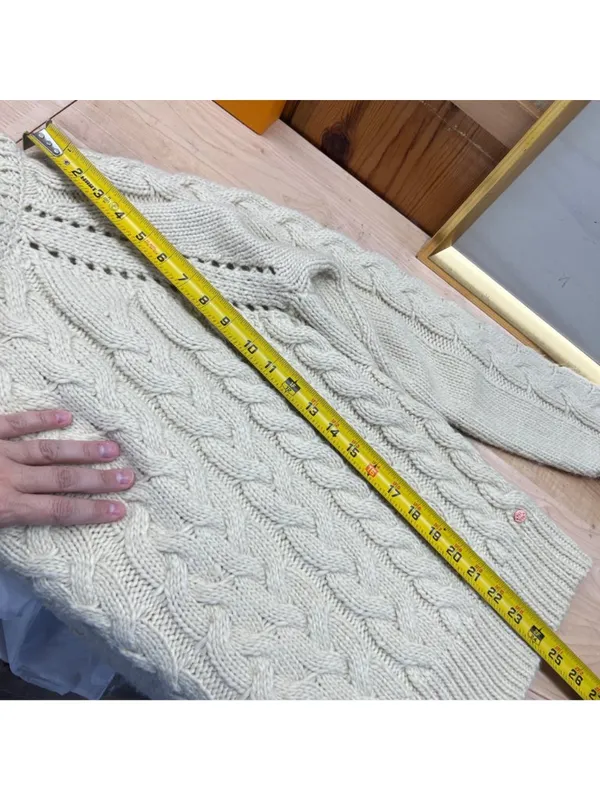 Volcom Snooders Beige Cream Cable Knit Chunky Cowl Neck Sweater Size Medium - Image 10