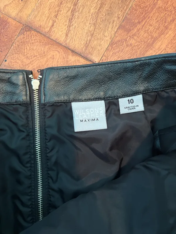 Wilson’s Leather Maxima Classic Black Genuine Leather Midi Skirt Size 10 - Image 4