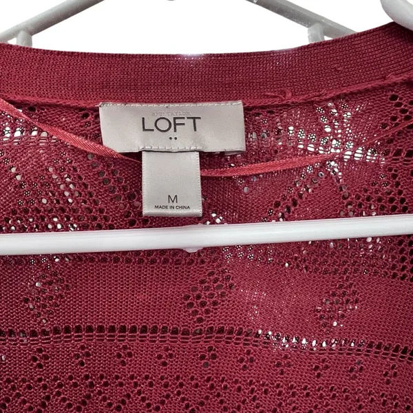 LOFT Women's Deep Red Open-Front Cardigan - Image 2