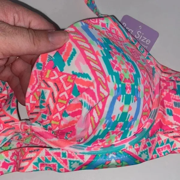 NWT Coco‎ Rave 32 B/C halter push-up bikini top bright ruched - Image 3