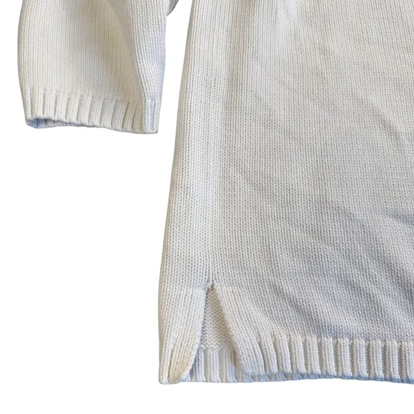Lands' End Sweater Women Large 14-16 Cotton 3/4 Sleeve Crewneck Coastal Preppy - Image 2