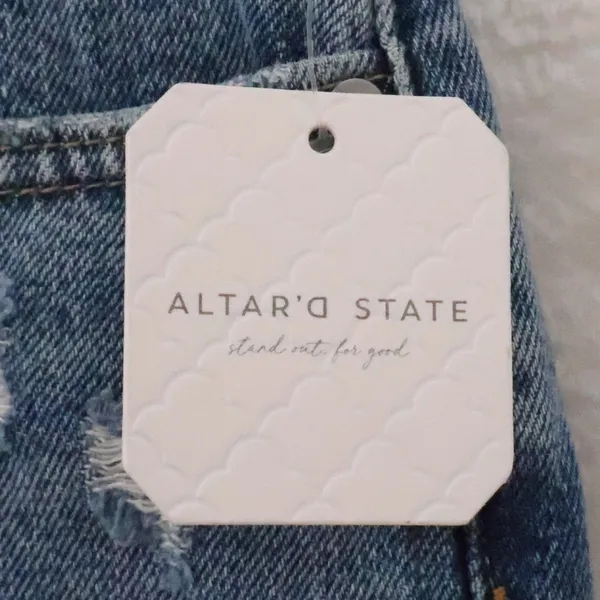 Altar'd State Distressed Denim Shorts‎ Womens Size M Blue Medium Wash Raw Hem - Image 9