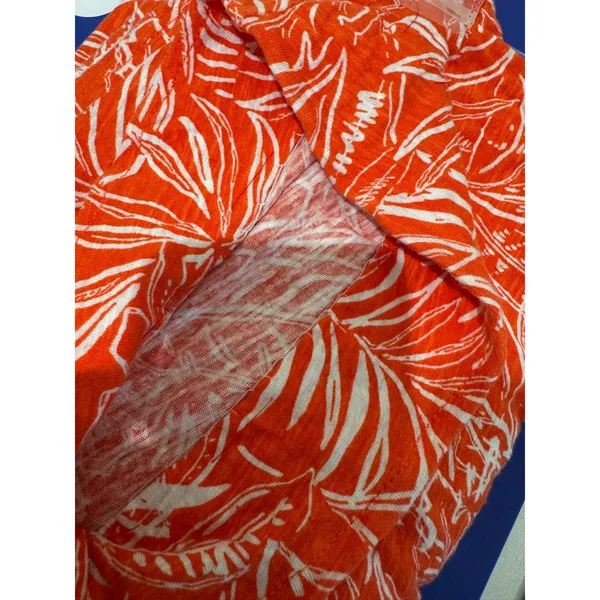 C&C California‎ Linen Wide Leg Pants Women M Red Tropical Leaf Coastal Resort - Image 9