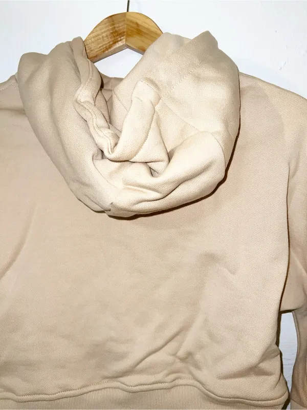 LVLS Levels Embossed Cropped Hoodie in Nude - Image 8