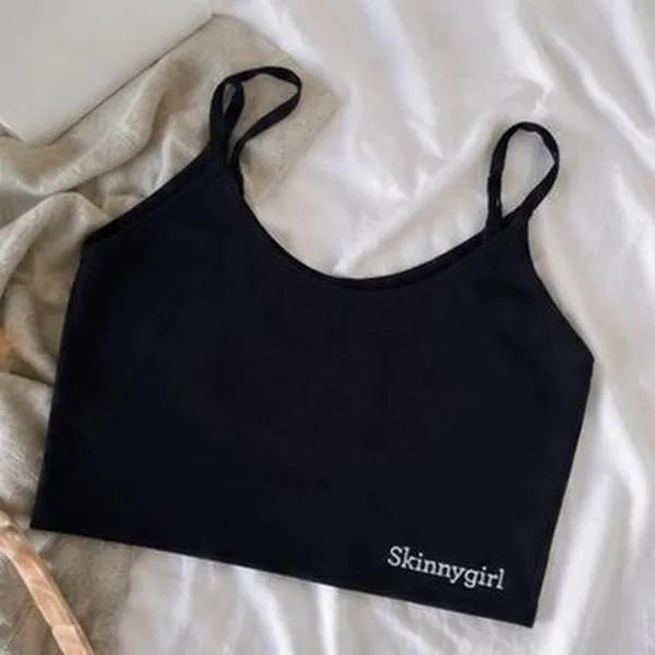 Navy Halter Crop Tank Top Cami Y2K Clean Girl M - Image 4