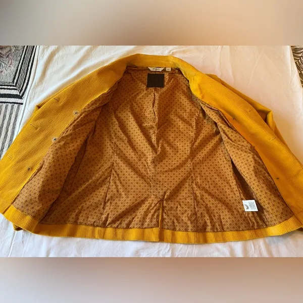 Liz Claiborne Yellow Corduroy Double Breasted Pea Coat Jacket Size L EUC - Image 4