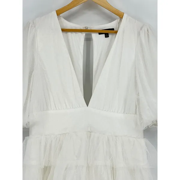 Lulus‎ Symphony of Love White Dotted Tulle Tiered Mini Dress XL Bridal Shower - Image 7
