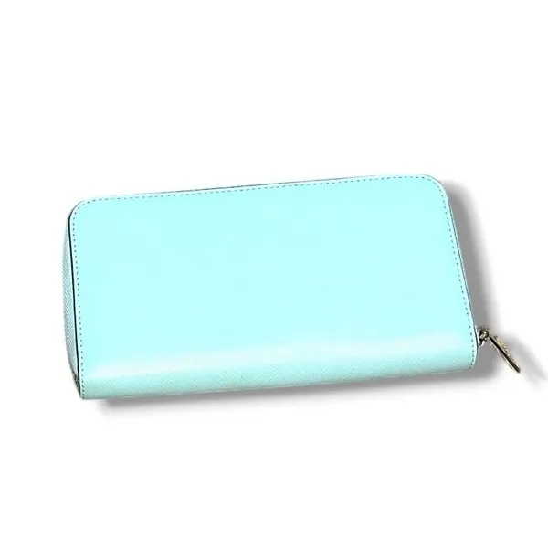 Kate Spade New York Wallet Womens Aqua White Saffiano Leather Zip Around - Image 2