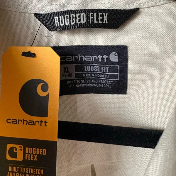 Carhartt Off-White Canvas Chore Jacket with Patch Pockets - Image 4