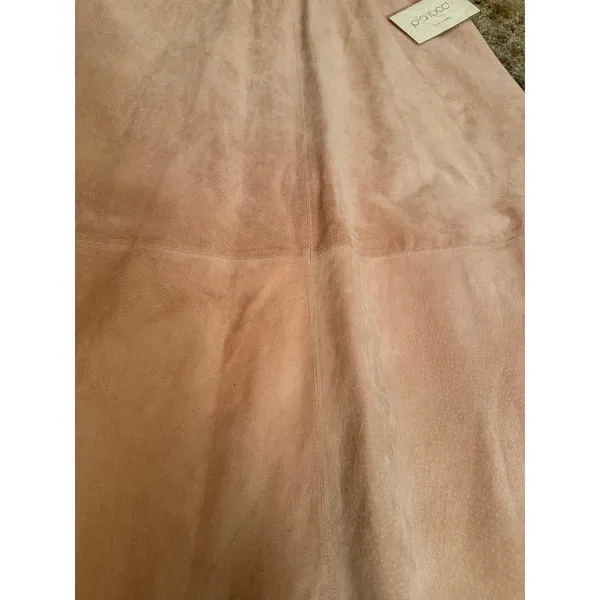 NWT Vintage Pia Rucci Pastel Pink Genuine Suede Leather Midi Skirt Boho A Line - Image 3