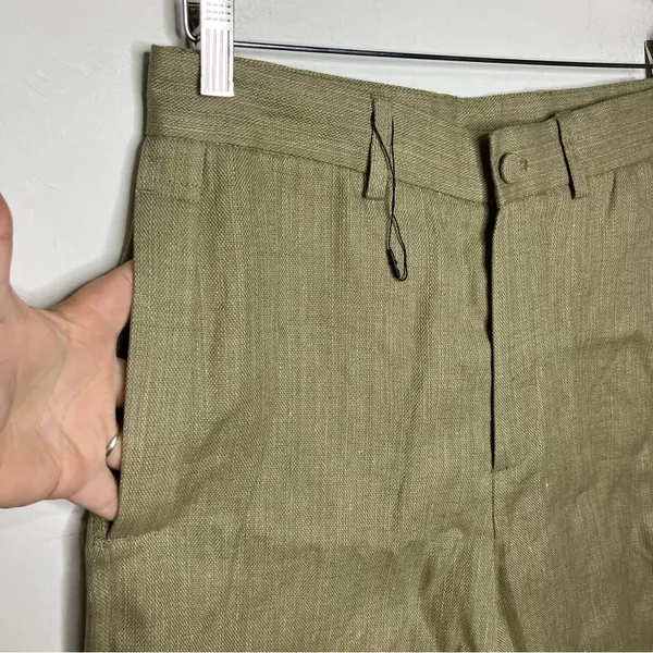 Zara cotton linen blend shorts green women’s size 29 new‎ without tags modern - Image 2