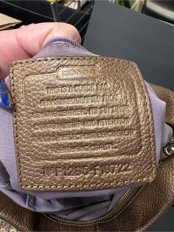 Coach Metallic Bronze Leather Shoulder Bag with Chain Detail - Image 4