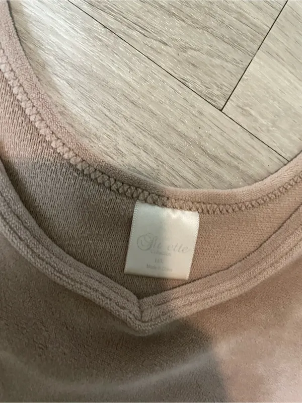 Velvet Cropped Tank Top in Taupe - Image 2