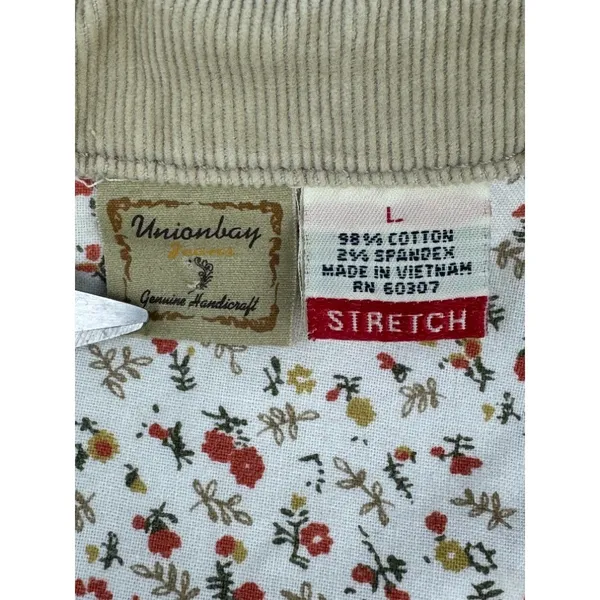Y2K Unionbay Tan Corduroy Stretch Blazer Jacket Womens Large Button Front Beige - Image 5