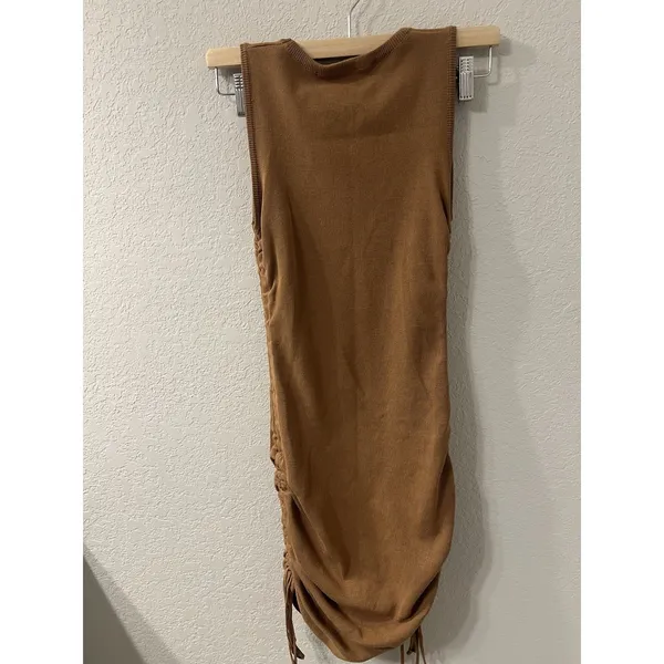 Lioness Women Bodycon Brown Dress Sleeveless Round Neck‎ Knee Length Size S - Image 2