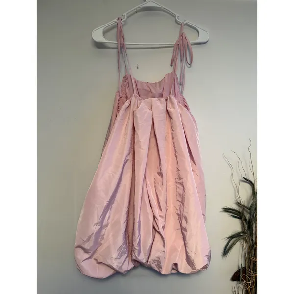 Old Navy The Occasion Pink Bubble Hem Mini‎ Dress Tie Strap Tall Medium 303 - Image 2