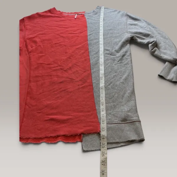 Free People Two Tone Colorblock Oversized Sweatshirt Red Grey S - Image 3