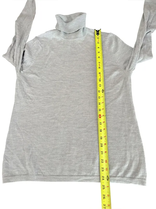 Charter Club Luxury Lightweight Merino Wool Turtleneck Sweater Womens XL Gray - Image 6