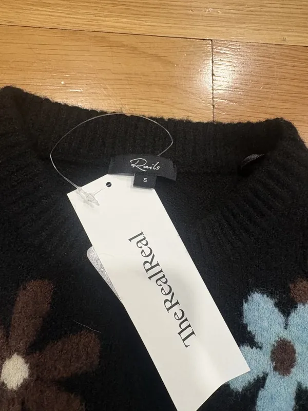 Rails Size Small (S) Floral Embroidered Mock Neck Pullover Sweater - Image 2