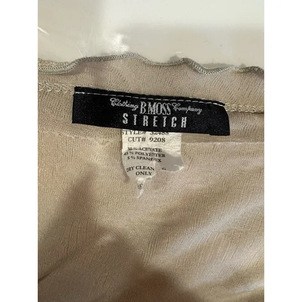 VTG B.Moss Stretch Cardigan Blouse Cream Textured Paisley Fairycore Size Large - Image 3