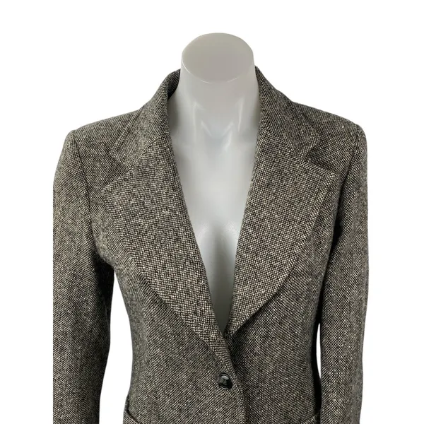 Veva Medem 100% Wool Gray Long Sleeve Notch Collar Blazer Over Coat Jacket Sz 38 - Image 2