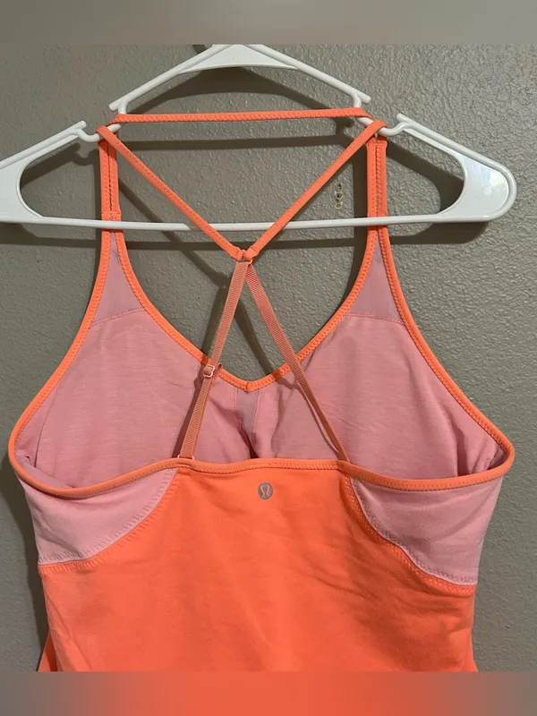 Lululemon Surya Pink Orange Strappy Back Athletic Yoga Tank Top Women’s Size 10 - Image 7