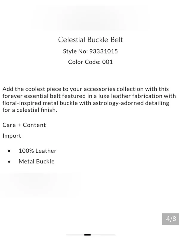 New Free People Celestial Buckle Black Leather Belt Size M/L - Image 3