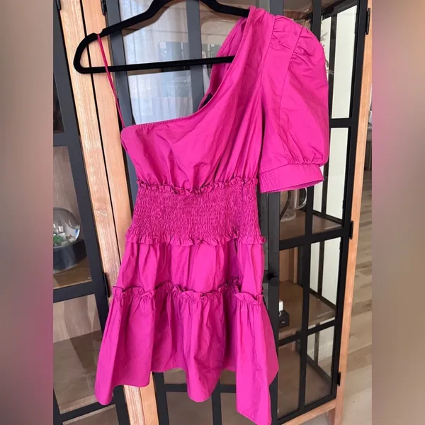 En Saison mini dress Anthropologie One Shoulder Celia ruffle smock cocktail - Image 5