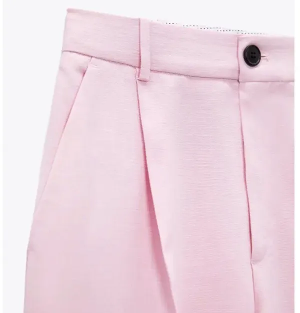 ZARA NWT Pink High-waisted WIDE LEG MENSWEAR STYLE PANTS. - Image 9