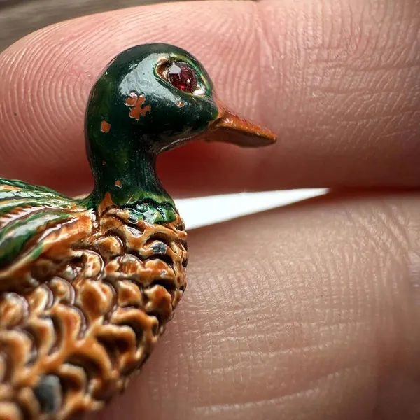Vintage Gerry’s Mallard Duck Bird Enamel Brooch Pin Signed - Image 7