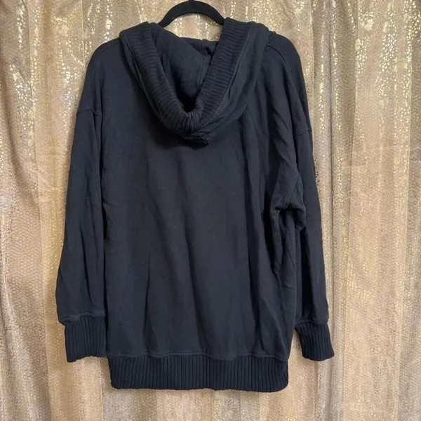 Aerie Black Down To Earth Pullover V Neck Hoodie Medium - Image 2