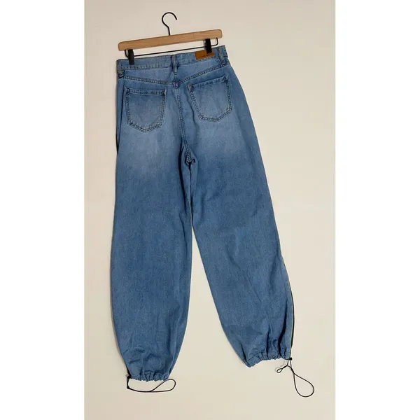 AUSTIN LANDING Sporty Jogger Jeans Green Stripes‎ Denim Back Size 5 Juniors - Image 7